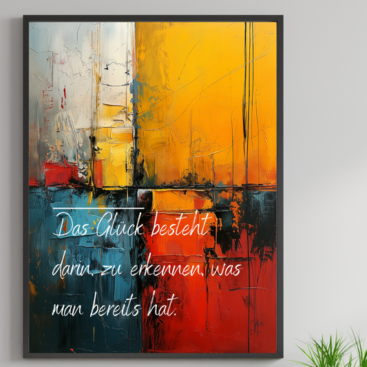Das Geheimnis des Glücks Motivations-Leinwand 60x80cm Wohnzimmer Wanddeko
