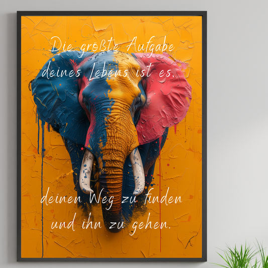 Detailaufnahme des Posters zur Selbstverwirklichung, gestaltet in modernem Stil für mehr Klarheit und tägliche Motivation.