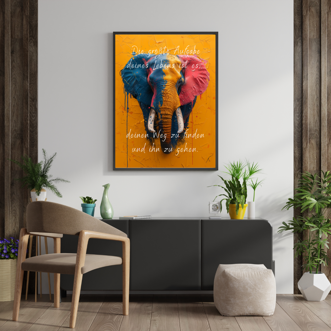 Hochwertiges Wandbild mit inspirierendem Zitat über die Lebensaufgabe, sorgt für positive Stimmung und Fokus auf persönliche Ziele.