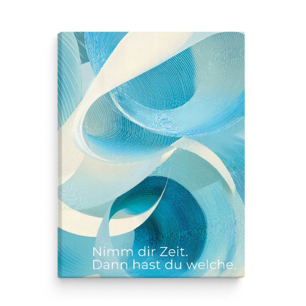 Motivations-Leinwand „Nimm dir Zeit“ in Blau und Türkis, modernes Wandbild für Büro und Zuhause